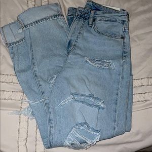 Ripped Mom Jeans High Waisted, US 4